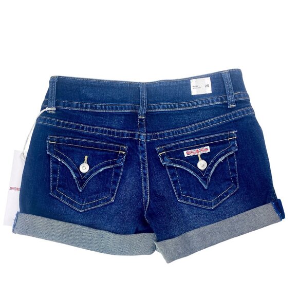 Hudson Blue Ruby Mid-Thigh Button Flap Back Pocket Cuffed Denim Short Sz 25 NEW! - Picture 3 of 9